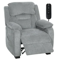 HOMCOM Fauteuil relax électrique fauteuil inclinable port USB repose-pieds poches latérales télécommande 86x90x103cm gris clair(m-14)