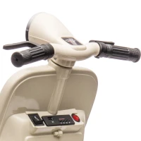 AIYAPLAY Moto Électrique Enfants sous Licence VESPA 6V 2 Places, Vitesse 3-5 Km/h, Démarrage Progressif, Crème(m-12)