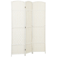 HOMCOM Separador de Ambientes de 3 Paneles Biombo Plegable 135x180 cm Pantalla de Privacidad de Polipropileno Blanco
