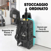 Outsunny Idropulitrice ad Alta Pressione 1500W con Ugello Regolabile e Kit Pulizia, 20.5x19x40.4 cm, Blu(m-7)