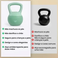 SPORTNOW Kettlebell de 8 kg Pesa Russa Preenchida de Areia Metálica e Alça Antiderrapante para Treino em Casa Ginásio 19x19x28 cm Verde(m-7)