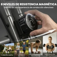 SPORTNOW Bicicleta Estática Plegable con 8 Niveles de Resistencia Volante Pantalla LCD Bluetooth Pulsómetro y Sillín Ajustable(m-6)