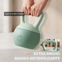 SPORTNOW Pesa Rusa 10 kg Kettlebell Relleno de Arena Metálica y Mango Antideslizante para Entrenamiento en Casa 21x21x30 cm Verde(m-5)