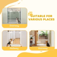 PawHut Barrière de Sécurité pour Chiens et Bébés 76 à 88 cm avec Extension, Fixation par Pression sans Perçage, 76 à 88 cm, Blanc(m-8)