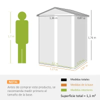 Outsunny Cobertizo de Jardín Exterior 1,1 m² 136x87x176 cm con Puerta Corredera Techo Inclinado y Guantes Marrón(m-3)