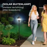 Outsunny solar tuinlantaarn, set van 2, tuinverlichting, tuinpadverlichting met LED, 6 - 8 uur, roestvrij staal zwart Ø 18,5 x 129 H cm tuinlantaarn set LED-lantaarn tuinverlichting Stdn. 129 H cm | Aosom.de(m-9)