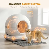 PawHut Samoczyszcząca kuweta, XL 72L, automatyczna kuweta z kamerą HD, sterowanie aplikacją, worki na odpady, dla kotów 1-12 kg(m-6)