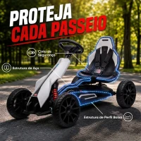 HOMCOM Go Kart Elétrico para Crianças Kart a Bateria 12V Velocidade Ajustável 3-5 km/h e Cinto de Segurança 100x58x58,5 cm Branco(m-7)