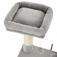 PawHut Arbre à Chat 5 niveaux 152cm, Niche, Hamac, Plateforme, Poteaux à Griffer, Balles Suspendues, Gris Clair(m-12)