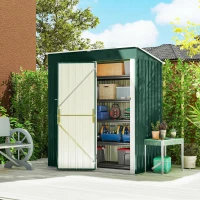 Outsunny Abrigo de Jardim Exterior 1,37 m² 163x90x179 cm com Porta com Fechadura e Grelhas de Ventilação Verde(m-10)