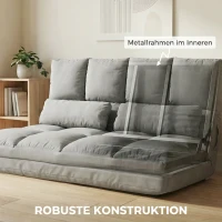 HOMCOM Bodenstuhl Bodensessel mit Liegefunktion Verstellbarer Rückenlehne Sitzkissen Relaxsessel zum Fernsehen, Lesen Meditationsstuhl Lazy Sofa Lesesessel für Meditation Yoga Büro Grau(m-7)