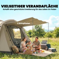 Outsunny Aufblasbares Zelt 2-4 Personen Schneller Aufbau Outdoor Zelt für Camping mit Luftpumpe Mesh Fenster Heringen Vordach(m-8)