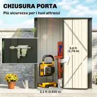 Outsunny Cobertizo de Jardín Exterior 1,34 m² 161,5x94,5x196 cm con Puerta y Cerradura para Almacenamiento de Herramientas Negro(m-5)