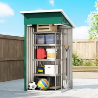 Outsunny Abrigo Exterior Metálico 107,5x91x185 cm Abrigo de Jardim com Teto Inclinado Porta com Trinco Ventilação e Luvas Verde(m-8)