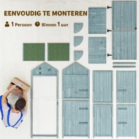 Outsunny Houten Tuinhuis Kleine Tuinkast 77 cm Opbergkast Tuin, Houten, Blauw(m-8)