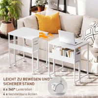 HOMCOM Faltbarer Schreibtisch, zum Beistelltisch umwandelbar, offenes Regal, Weiß(m-6)