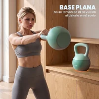 SPORTNOW Pesa Rusa 8 kg Kettlebell Relleno de Arena Metálica y Mango Antideslizante para Entrenamiento en Casa 19x19x28 cm Verde(m-6)