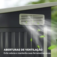 Outsunny Abrigo de Jardim Exterior 2,7 m² 234x132x185 cm com Três Portas Fechadura e Grelhas de Ventilação Cinzento(m-7)