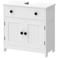 HOMCOM Wastafelonderkast, modern en vrijstaand, met soft-close scharnieren, lade en 2 deuren, wit(m-11)