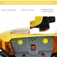 HOMCOM Moto Eléctrica para Niños con Ruedas de Apoyo Desmontables Faros y Música para Niños 3-6 Años Amarillo(m-5)