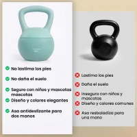 SPORTNOW Pesa Rusa 4 kg Kettlebell Relleno de Arena Metálica y Mango Antideslizante para Entrenamiento en Casa 19x15x25 cm Verde(m-7)