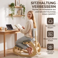 HOMCOM Ergonomischer Kniestuhl, Kniehocker mit Rückenlehne, Cord-Optik, Bürostuhl für Zuhause, Büro, Meditation, Dunkelgrau(m-4)