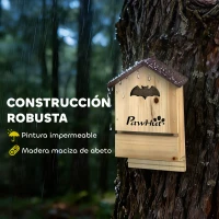 PawHut Set de 3 Casas para Murciélagos Cajas de Madera para Exterior Jardín Huerto o Granja Fácil de Montaje Natural(m-5)