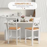 HOMCOM Conjunto de 2 Bancos de Bar de Madeira com Encosto e Apoio para os Pés Estilo Rústico para Cozinha 41x46x97.5 cm Natural(m-4)