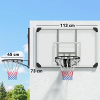 SPORTNOW Tabela de Basquetebol de Parede com Aro, Rede e Estrutura em Aço para Exterior, 113x61x73 cm, Branco e Preto(m-3)