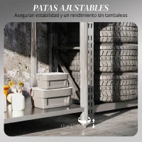 HOMCOM Mesa de Trabajo de Acero Inoxidable con 2 Estantes para Cocina Garaje Taller Carga 100 kg 120x60x86 cm Plata(m-6)