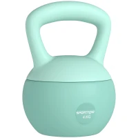 SPORTNOW Pesa Rusa 4 kg Kettlebell Relleno de Arena Metálica y Mango Antideslizante para Entrenamiento en Casa 19x15x25 cm Verde(m-1)