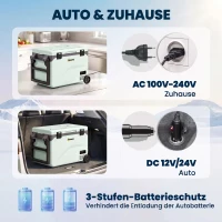 Outsunny 42,5 Liter Kompressor Kühlbox Leise elektrisch Mini Kühlschrank bis -20℃ Kühlbox mit Bluetooth Rolle Griff Handyhalter(m-6)