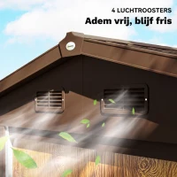 Outsunny Tuinschuur, gereedschapsschuur, tuinhuis met ramen, weerbestendig, houtlook, staal, 152 x 235,7 x 208,7 cm, Bruin(m-8)