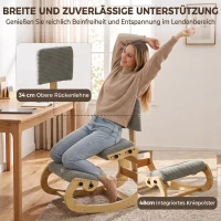 HOMCOM Ergonomischer Kniestuhl, Kniehocker mit Rückenlehne, Cord-Optik, Bürostuhl für Zuhause, Büro, Meditation, Dunkelgrau(m-5)