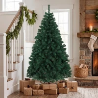 HOMCOM Árvore de Natal 180 cm Artificial com 700 Ramos Retardantes de Chamas e Base em Aço Dobrável, Verde(m-4)