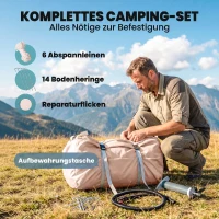 Outsunny Aufblasbares Zelt 5-8 Personen Schneller Aufbau 5000 mm Wasserdicht & Winddicht mit Luftpumpe Kaminöffnung Dachfenster(m-9)