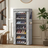 HOMCOM Pantofar cu 7 rafturi din oțel, cu husă din material nețesut, 60 x 30 x 126 cm, gri(m-2)