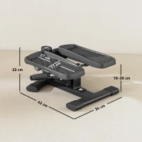SPORTNOW Stepper Twister 2 în 1 cu Monitor LCD, Pedale Mari și Antiderapante, Capacitate 100 kg, Negru(m-3)