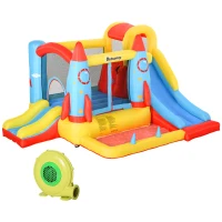 Outsunny Castillo Hinchable para Niños +3 Años con 2 Toboganes Piscina y Zona de Salto 330x265x185 cm Multicolor(m-11)