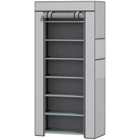 HOMCOM Pantofar cu 7 rafturi din oțel, cu husă din material nețesut, 60 x 30 x 126 cm, gri(m-1)