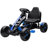 AIYAPLAY Kart cu pedale pentru copii 3-6 ani, max. 50 kg, cu suport pentru pahar și roți EVA antiderapante, albastru(m-12)
