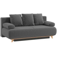 HOMCOM Sofá cama con respaldo reclinable, función de cama, almacenamiento oculto y tapizado de pana, Gris(m-1)
