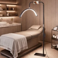 HOMCOM Lampadaire LED demi-lune rotative 350°, lampadaire sur pied salon dimmable 36 W, 7 températures de couleur, noir(m-2)