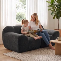 HOMCOM Sofá 2 Lugares em Chenille Sem Estrutura, Assento Amplo, Apoios de Braço Largos, 174x91x61cm, Cinza Escuro(m-4)