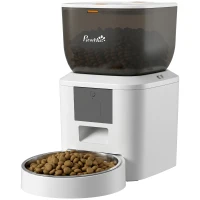 PawHut Automatischer Katzenfutterautomat, 2,4G WLAN, 4L, App-Steuerung, 1–10 Mahlzeiten, 10s Futterruf(m-11)