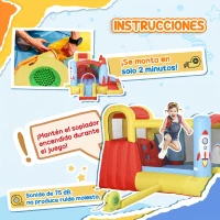 Outsunny Castillo Hinchable para Niños +3 Años con 2 Toboganes Piscina y Zona de Salto 330x265x185 cm Multicolor(m-7)