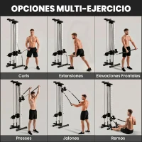 SPORTNOW Máquina Polea Alta y Baja de Pared de Doble Polea Ajustable en 15 Posiciones Multifunción Lat Pulldown para Gimnasio(m-4)