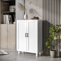 HOMCOM Skandinavischer Küchenschrank mit 2 Türen, höhenverstellbares Regal, erhöhte Basis, 60x30x90 cm, Weiß(m-6)