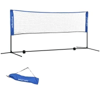 SPORTNOW Badmintonnet, verstelbaar in hoogte, opvouwbaar, met draagtas, 3,10m, Zwart/Blauw(m-11)