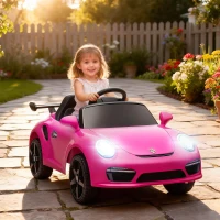 AIYAPLAY Coche Eléctrico para Niños con Licencia RUF CTR 3 Clubsport Mando a Distancia Motor Doble Ruedas Auxiliares Rosa(m-10)